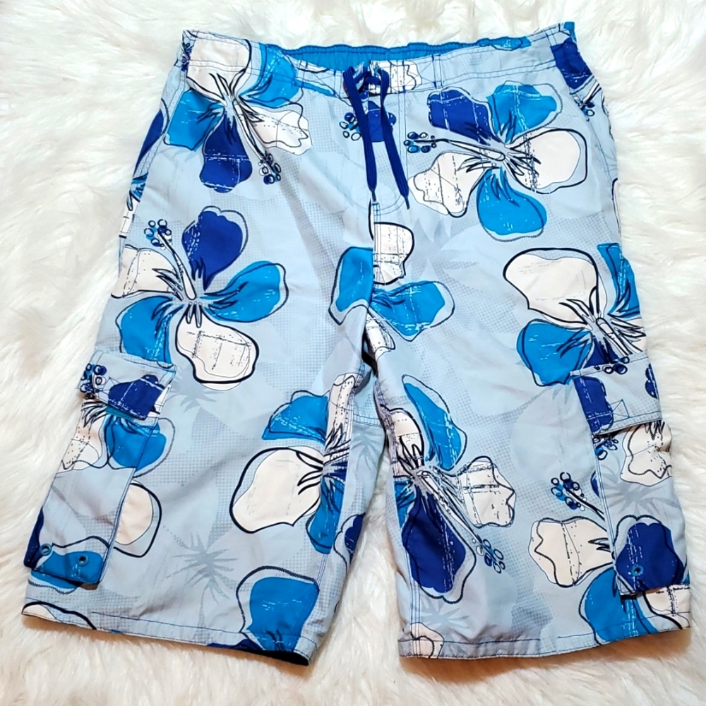 Missimo Supply Co. swimming board shorts shades of blue built-in mesh shorts XL